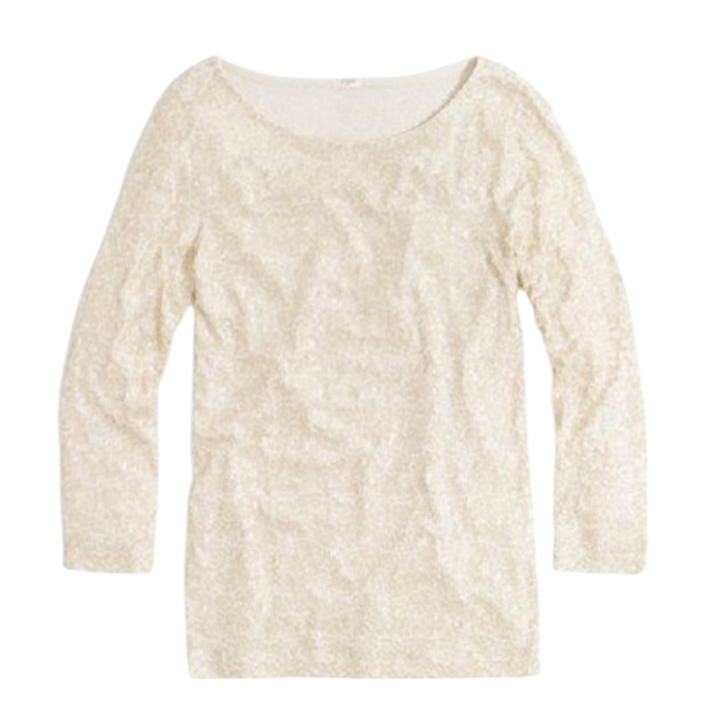 J.Crew Ivory Sequin Stretch Tee Shirt /Top Size XSmall Exc Condition - Picture 7 of 7